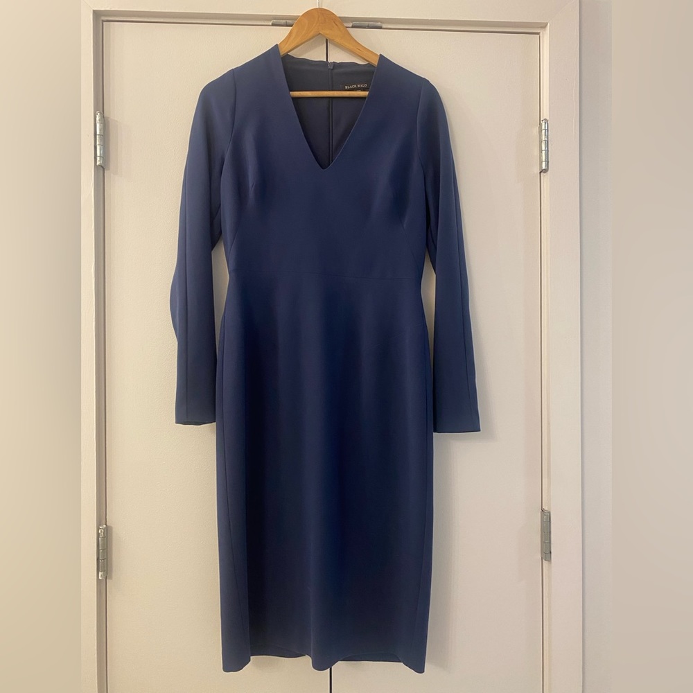 Black Halo Sheath Dress- Navy